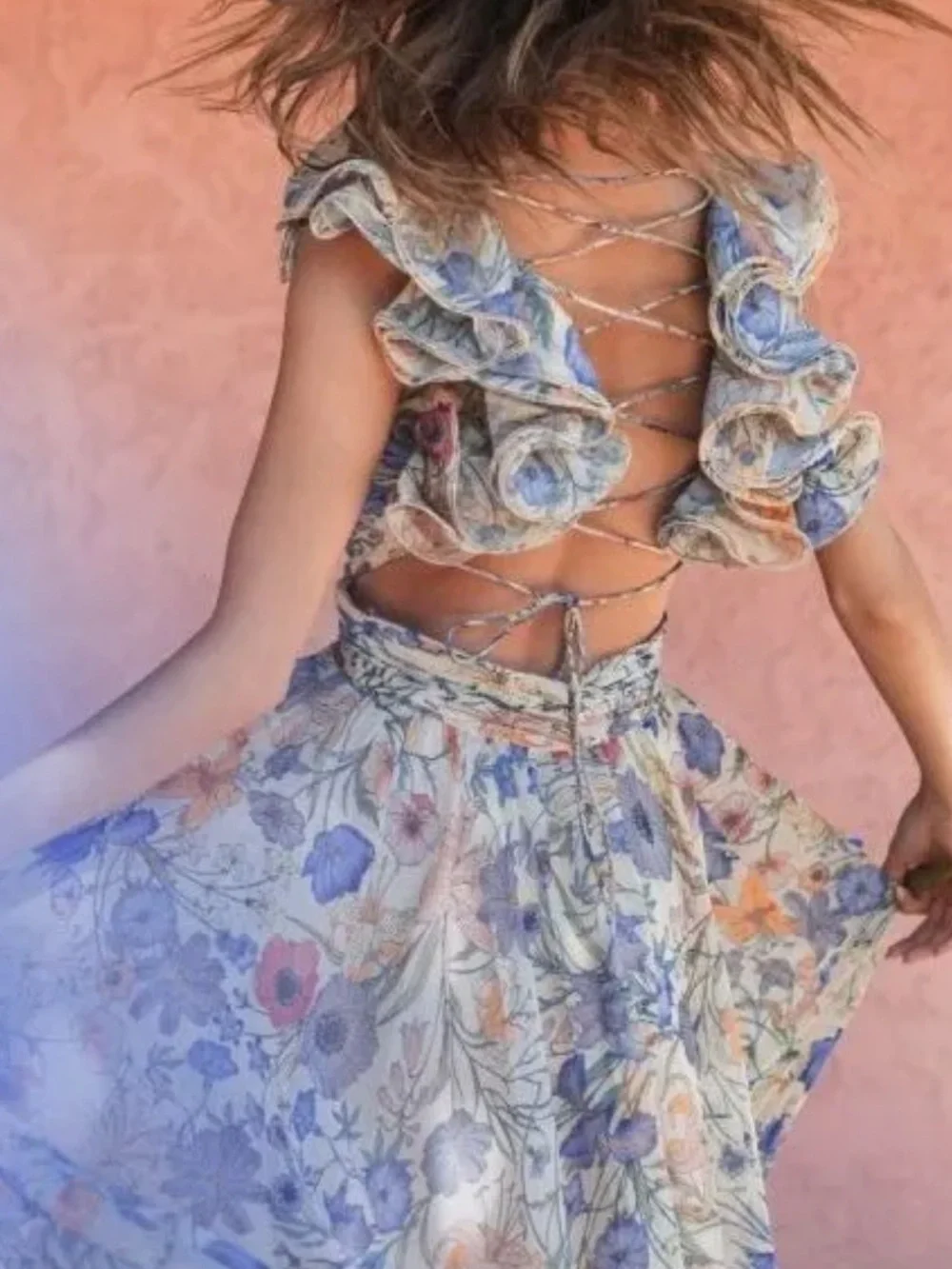 🆕 Marissa Cut-out Ruffle Floral Cutout Maxi Dress in White with Multicolor Print